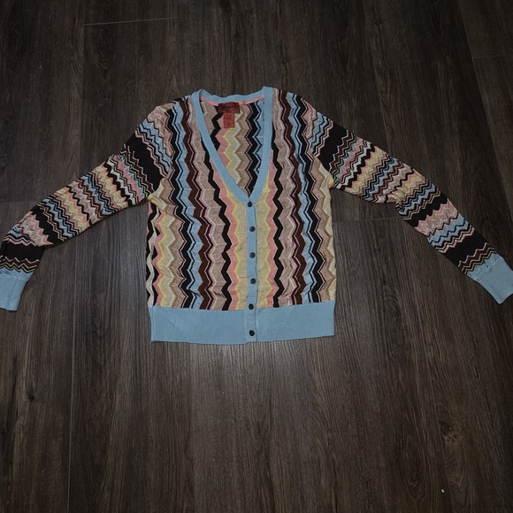 Missoni for Target Zigzag Knit Cardigan Sweater Medium Retro Multicolor Chevron - Picture 6 of 10